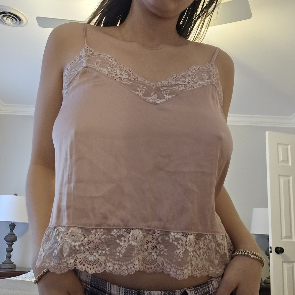 In Bloom Y2k Pink lace tank Size Medium